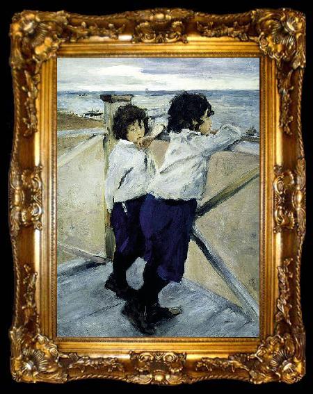 framed  Valentin Serov Children. Sasha and Yura Serov, ta009-2